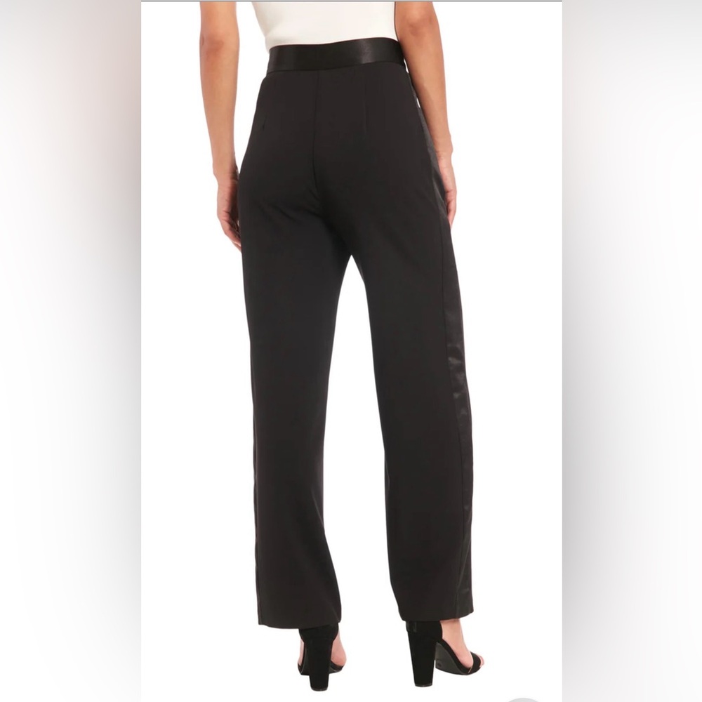Muse Black Satin-Trim Straight Leg Pants - Picture 5 of 13
